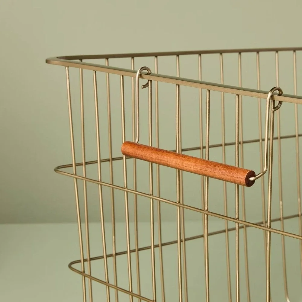 Large Rectangular Brass Wire Storage Basket - Hearth‎ & Hand Magnolia, Target